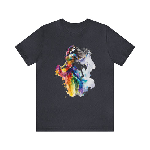Rainbow Belly Dancer's Pose - Short Sleeve Tee Heather Navy